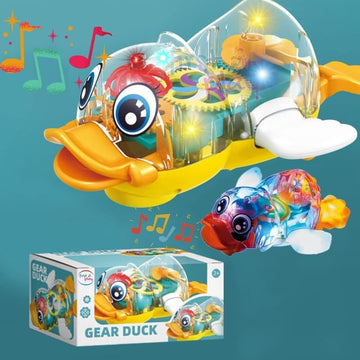 Gear Transparent Duck Toy with Sound and Colourful Lights, Musical Toy for Boys and Girls, Kids Toys, Kids Sound Toy, Birthday Gift