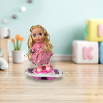 Rotating Skate Board Doll with Colorful Lights and Music, Cute Doll, Birthday Gift for Girls, Kids Toy